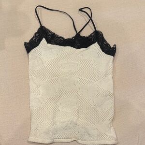 Free People Black Lace Trim Camisole
